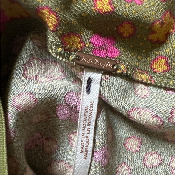 Free People Floral Mini Skirt Green Olive A-Line Bohemian Women’s 6 - Picture 8 of 10